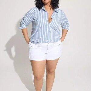 Classic Blue and White Striped Button-Up Long Sleeve Shirt - Size 2 - NWT